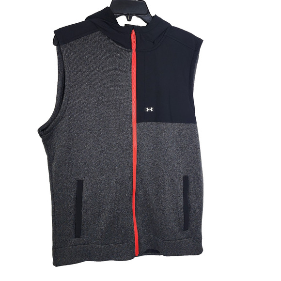 Under Armour Men's UA Storm Sweater Fleece Vest Large Black Gray Full Zip Golf - Picture 1 of 10